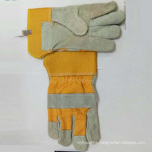 Good Quality Cow Split Leather Cotton Back Safety Working Gloves